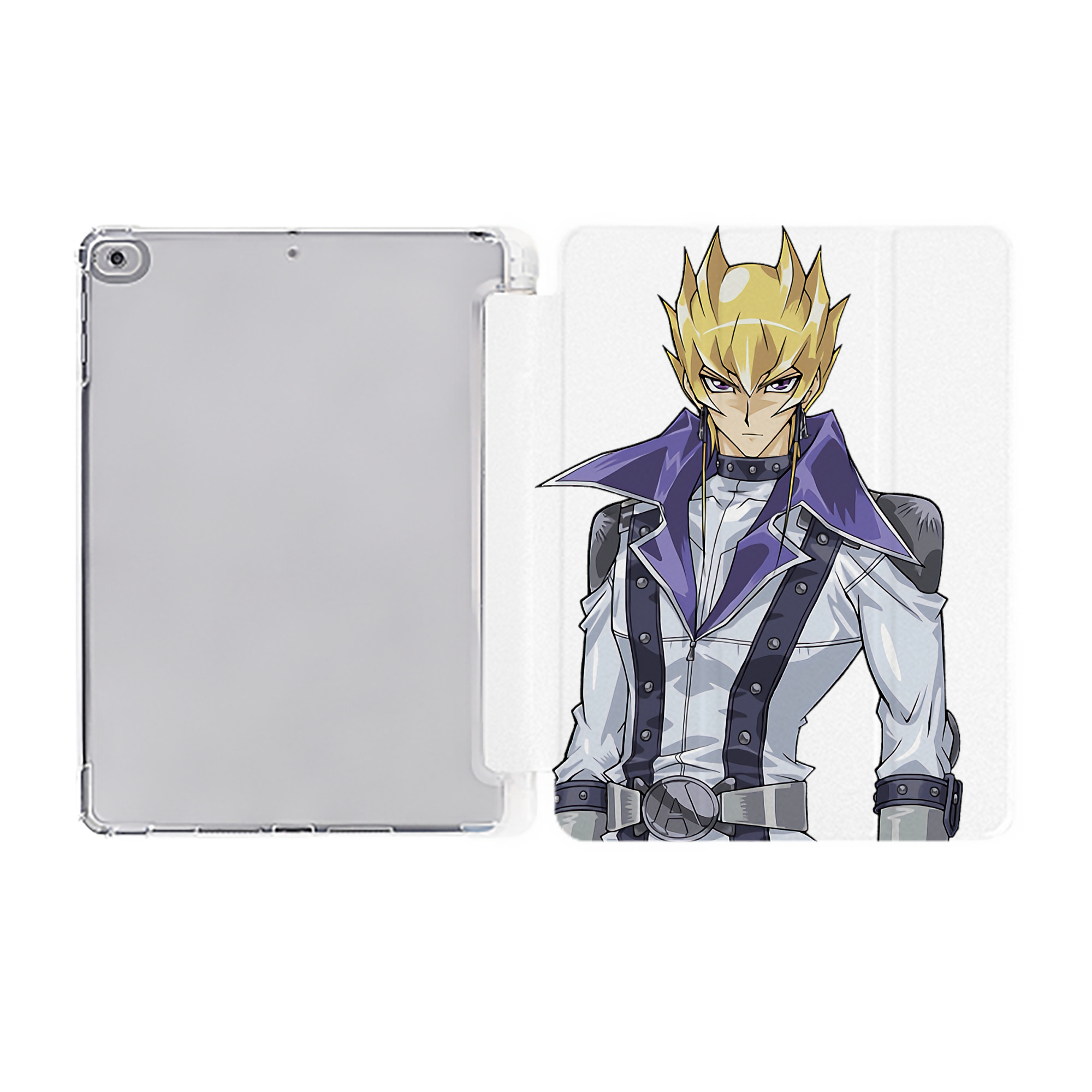 （画像用） 遊☆戯☆王 Yu-Gi-Oh! IPad ケース ペン収納付き 三つ折りスタンド PUレザー×シリコン 対応機種9.5/10.5/10.9インチ